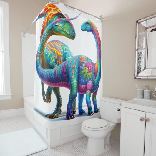Rideaux De Douche Dinosaure (En situation)