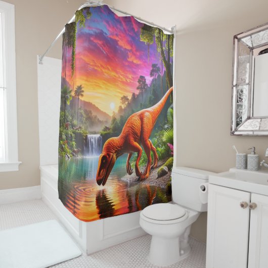 Rideaux De Douche Dinosaure (En situation)