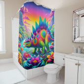 Rideaux De Douche Dinosaure coloré (En situation)
