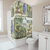 Rideaux De Douche Dinosaure Era : Illustration du paysage aquarelle (En situation)