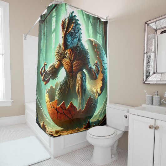 Rideaux De Douche Dinosaure Hatching Art (En situation)