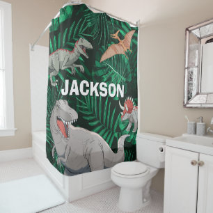 Rideaux De Douche Dinosaure personnalisable Enfants Dino Jurassique