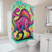 Rideaux De Douche Dinosaure rose (En situation)