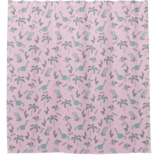 Rideaux De Douche Dinosaure rose et vert (Devant)