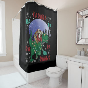Rideaux De Douche Dinosaure Santa Claus