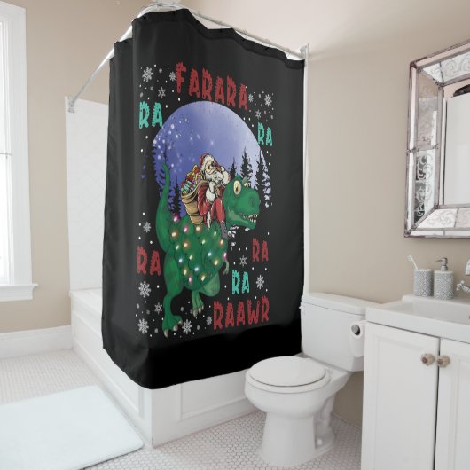 Rideaux De Douche Dinosaure Santa Claus (En situation)