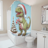 Rideaux De Douche Dinosaure sucre de canne de Noël mignon (En situation)