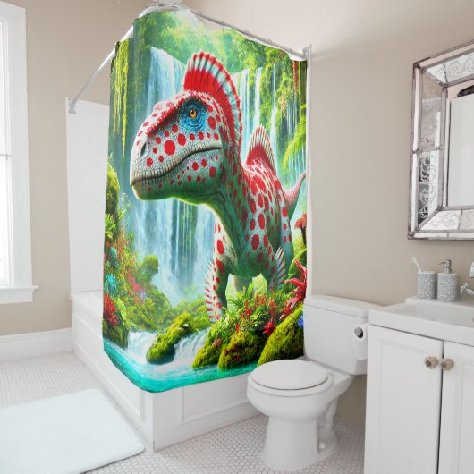 Rideaux De Douche Dinosaure tacheté (En situation)
