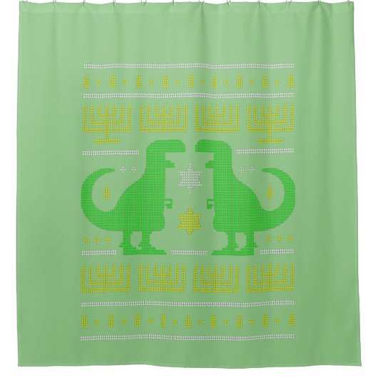 Rideaux De Douche dinosaure vert hanoukka laide (Devant)