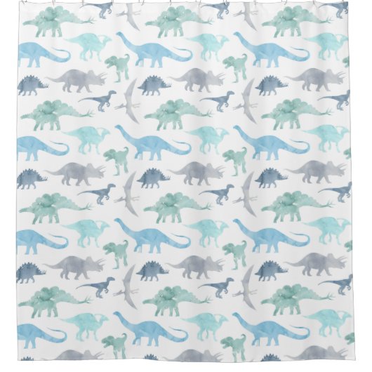 Rideaux De Douche Dinosaures bleu et vert (Devant)