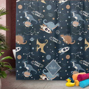 Rideaux De Douche Dinosaures mignons dans l'espace Motif Salle de ba