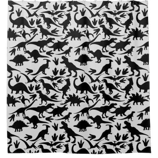 Rideaux De Douche Dinosaures motif 01 b. BG blanc (Devant)