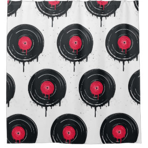 Rideaux De Douche disques vinyliques fondus, motif artistique.