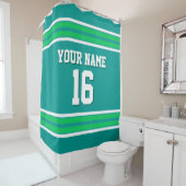 Rideaux De Douche Dk Turquoise Emerald Green White Stripes Sports Je (En situation)