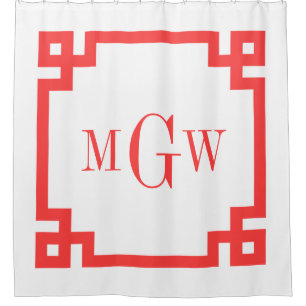 Rideaux De Douche do-it-yourself BG Coral Rouge Clé grecque #2 Cadre