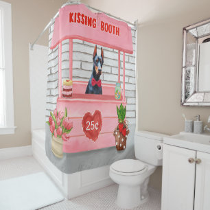 Rideaux De Douche Doberman Chien Valentine's Day Kissing Booth