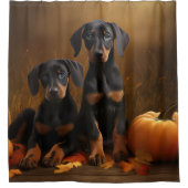 Rideaux De Douche Doberman Chiot Automne Citrouille de plaisir (Devant)