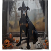 Rideaux De Douche Doberman Citrouille Halloween effroi (Devant)