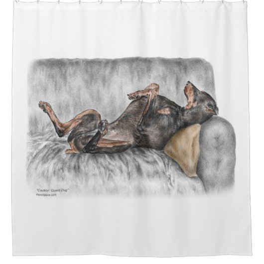 Rideaux De Douche Doberman drôle sur Sofa (Devant)
