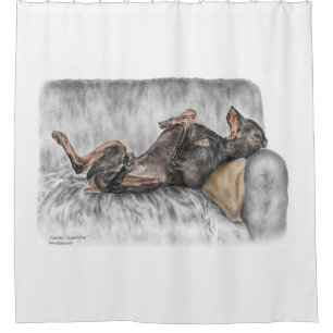 Rideaux De Douche Doberman drôle sur Sofa