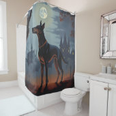 Rideaux De Douche Doberman Halloween effraie (En situation)