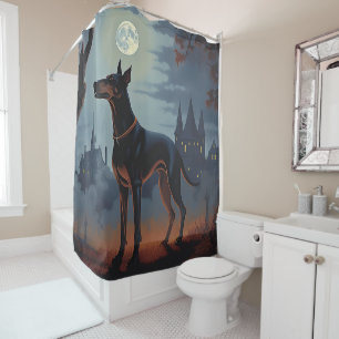 Rideaux De Douche Doberman Halloween Épouvantable