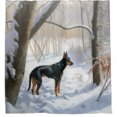 Rideaux De Douche Doberman Pinscher Laisser Neige Noël (Devant)