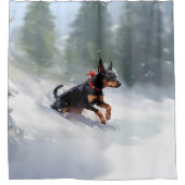 Rideaux De Douche Doberman Pinscher neige de Noël hiver (Devant)