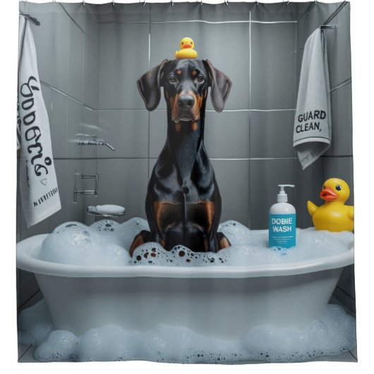 Rideaux De Douche Doberman Sloppy Sleepy mignon drôle (Devant)