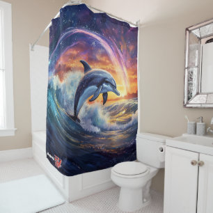 Rideaux De Douche Dolphin Surfs Galaxy Design par Rich AMeN Gill