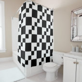 Rideaux De Douche Domino en Patchwork - Blanc et Noir (En situation)