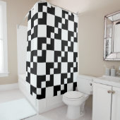 Rideaux De Douche Domino en Patchwork - Noir et Blanc (En situation)