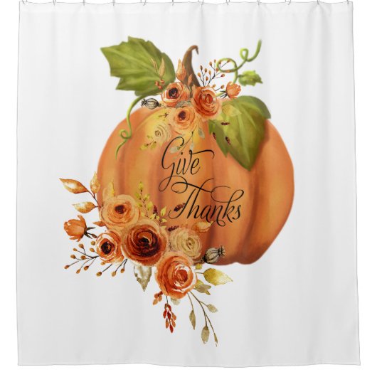 Rideaux De Douche Donner Merci citrouille floral (Devant)