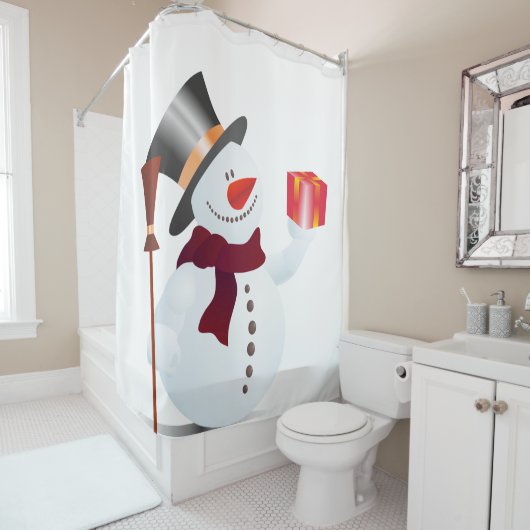 Rideaux De Douche Donner Snowman... (En situation)