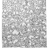 Rideaux De Douche doodé noir et blanc (Devant)