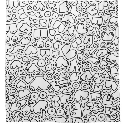 Rideaux De Douche doodé noir et blanc (Devant)