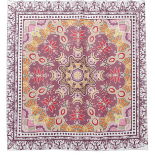 Rideaux De Douche Doodle coloré ornemental : Motif de dentelle symét