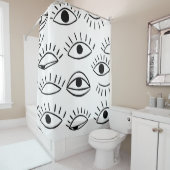 Rideaux De Douche Doodle eye, motif créatif sans couture. (En situation)