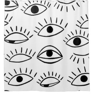 Rideaux De Douche Doodle eye, motif créatif sans couture.