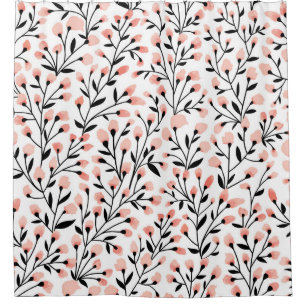Rideaux De Douche Doodle Flowers : Coral Floral sans joint.