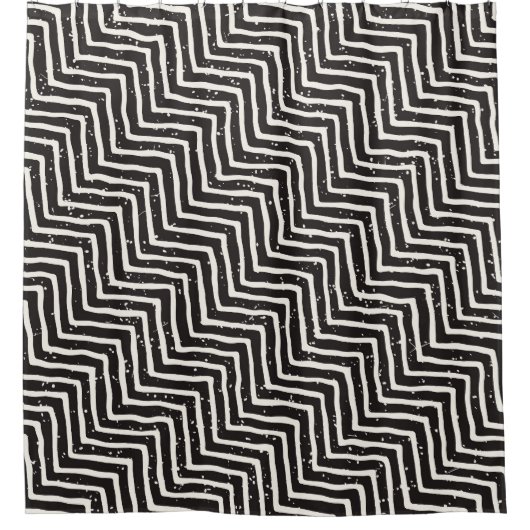 Rideaux De Douche Doodle géométrique Abstrait : Motif blanc noir (Devant)