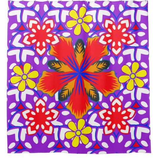 Rideaux De Douche Doux mignon floral sans couture motif en blanc, ro (Devant)