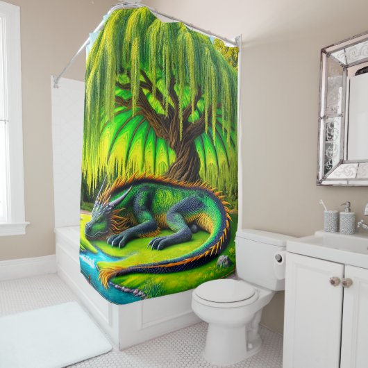 Rideaux De Douche Dragon Art (En situation)