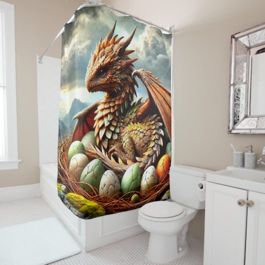 Rideaux De Douche Dragon Art (En situation)