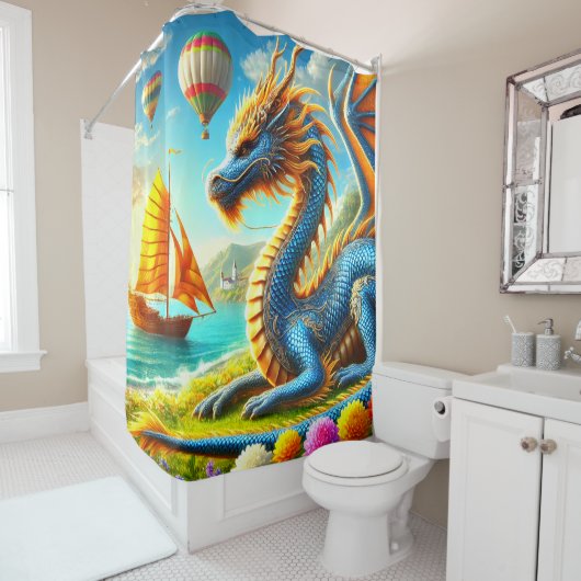 Rideaux De Douche Dragon Art (En situation)