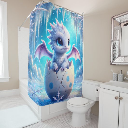 Rideaux De Douche Dragon Bébé d'hiver (En situation)