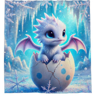 Rideaux De Douche Dragon Bébé d'hiver