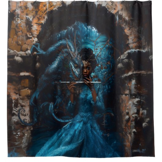 Rideaux De Douche Dragon bleu (Devant)