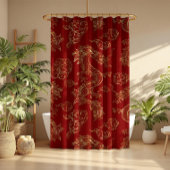 Rideaux De Douche Dragon chinois or et rouge foncé