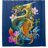 Rideaux De Douche Dragon chinois vert Koi (Devant)